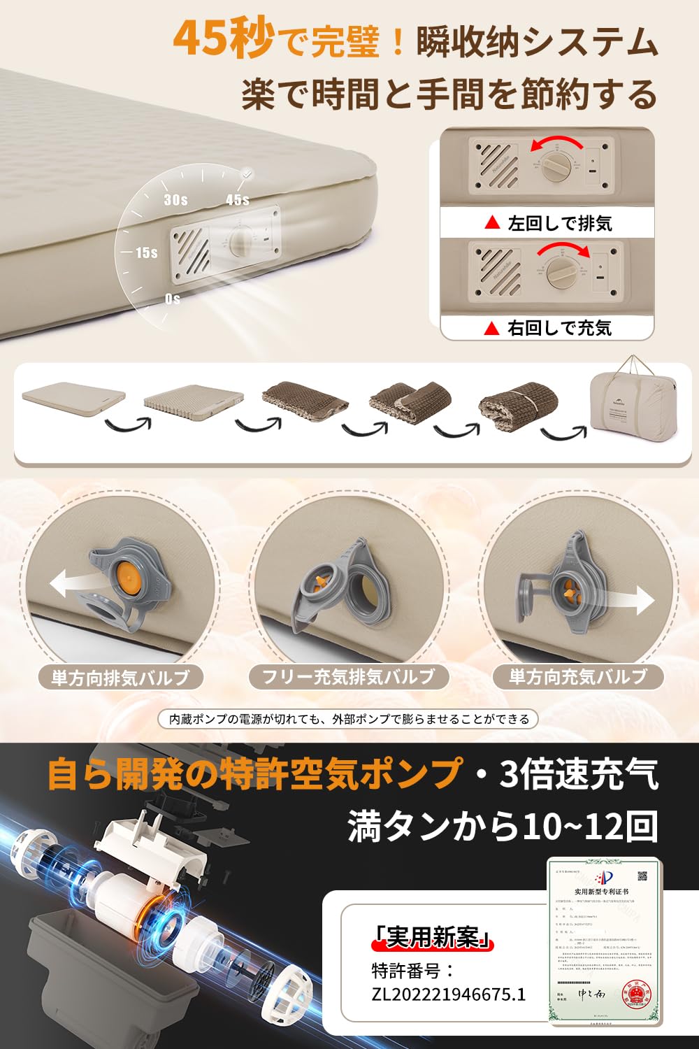 キャンプ マット 電動ポンプ内蔵 インフレーターマット 極厚 12cm Amazon.co.jp: Naturehike 公式 インフレーターマット エアー